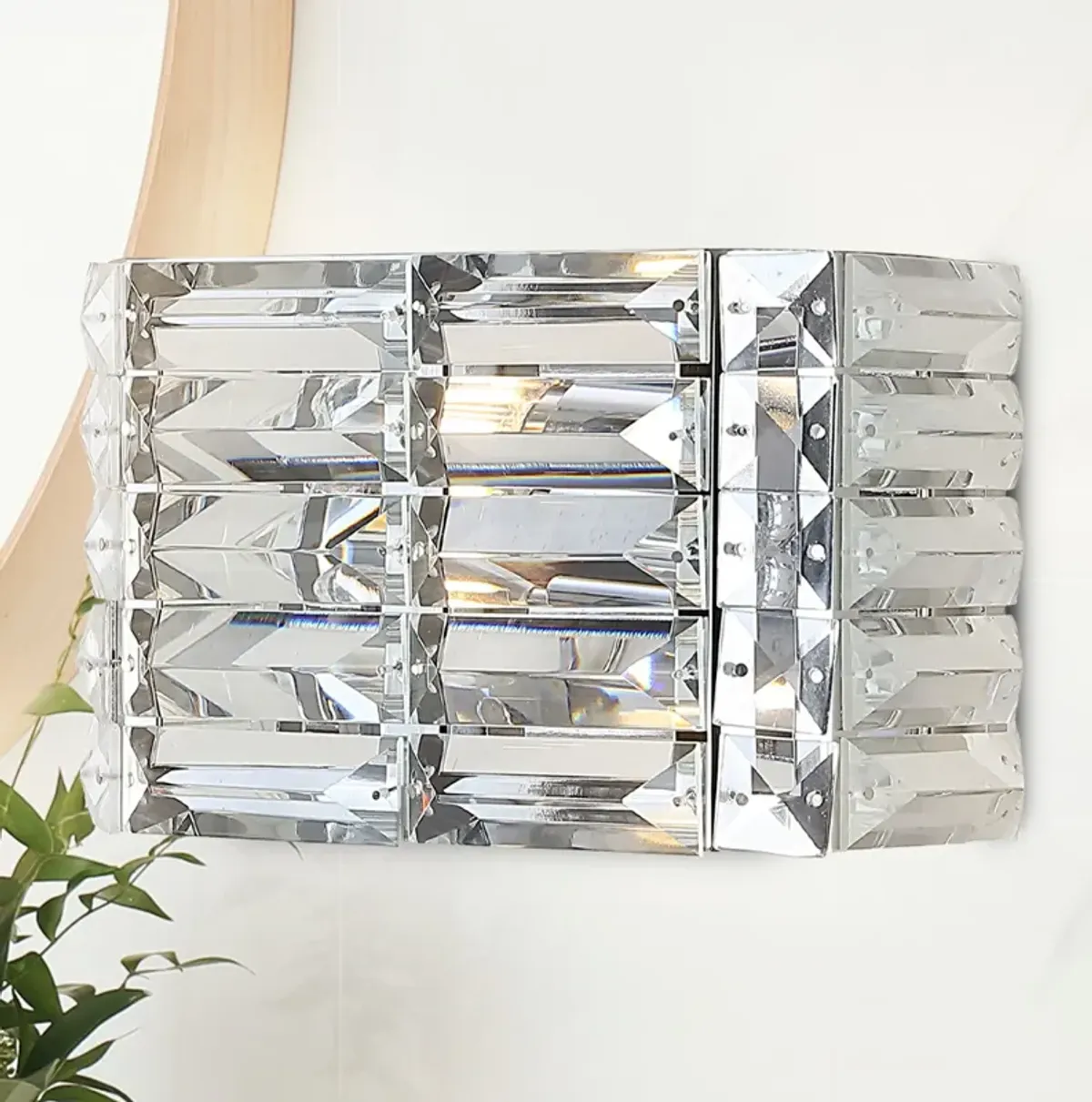 Evelyn Crystal Rectangle Ironcrystal Glam Modern LED Vanity Light