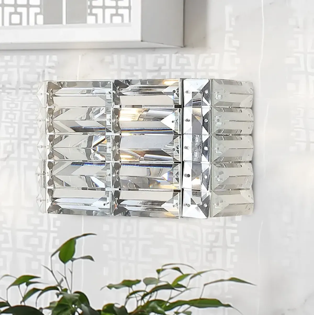 Evelyn Crystal Rectangle Ironcrystal Glam Modern LED Vanity Light