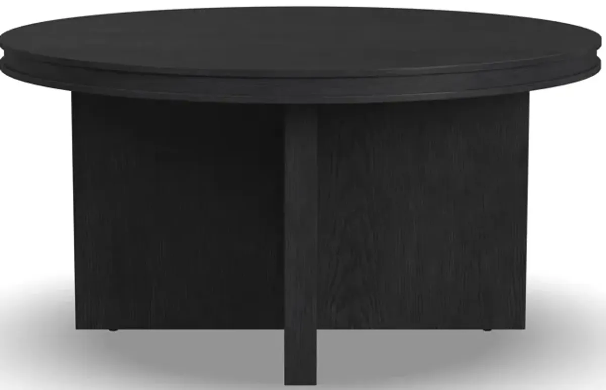 Waterfall Black Round Coffee Table