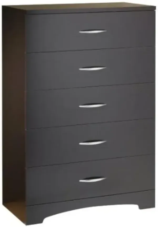 Modern 5 Drawer Bedroom Chest in Chocolate Finish