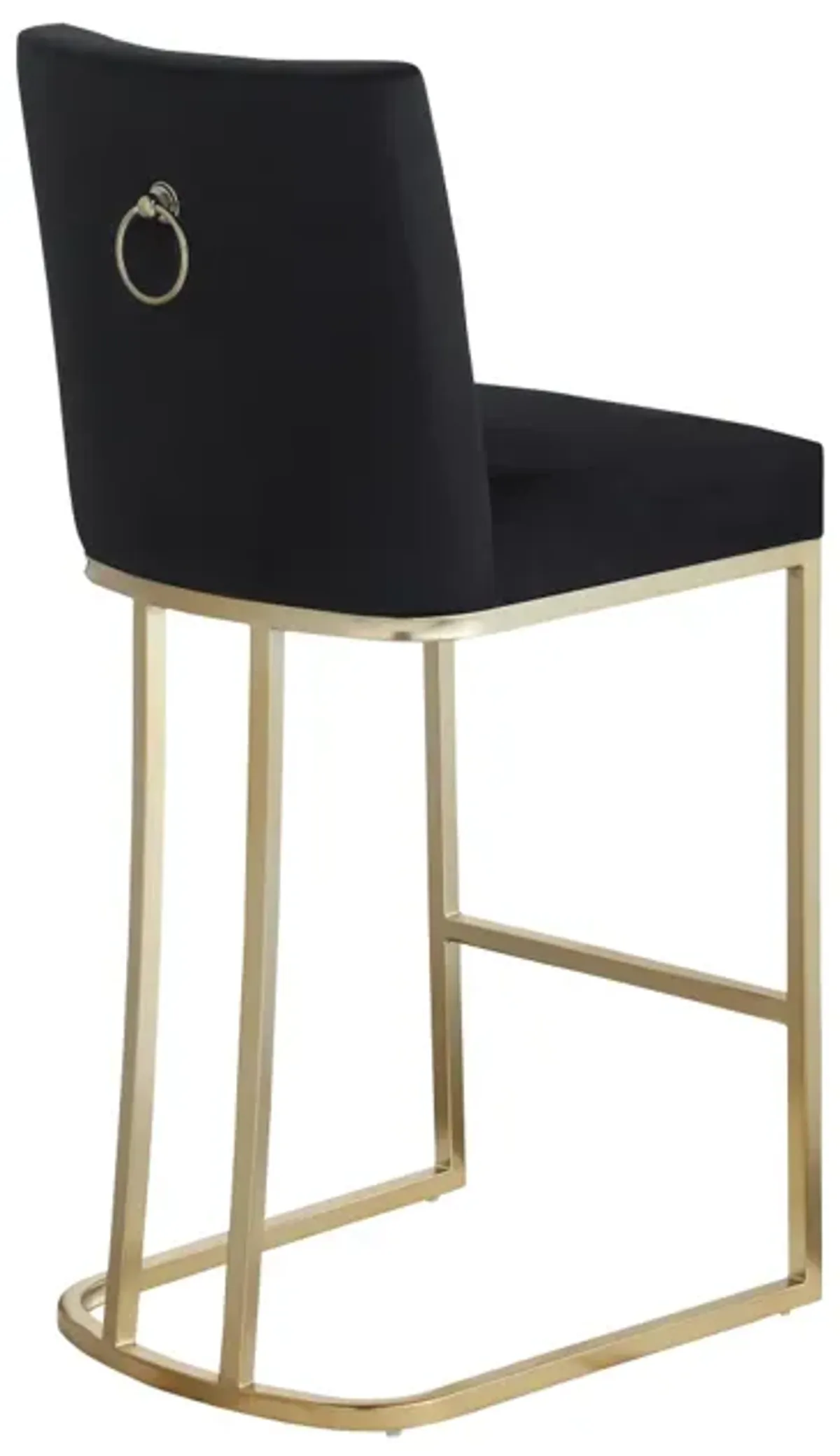 Set of 2 Gold Brushed Velvet Bar Stools