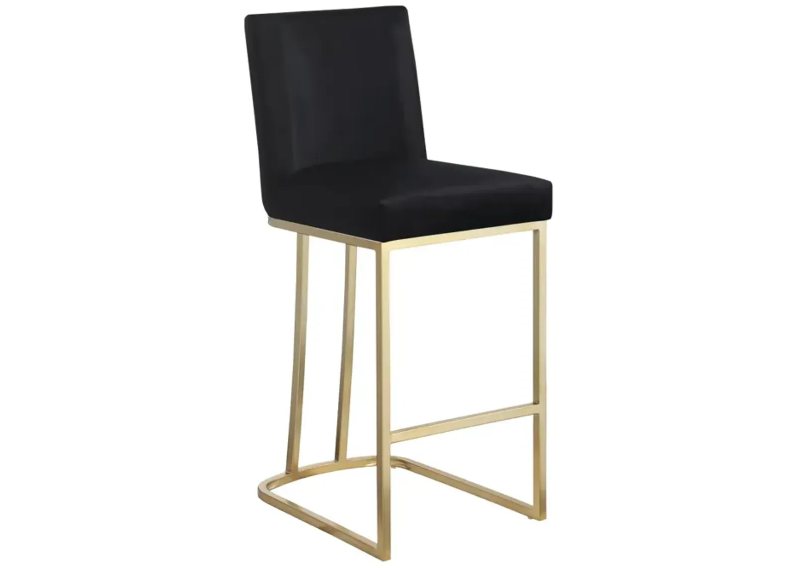 Set of 2 Gold Brushed Velvet Bar Stools