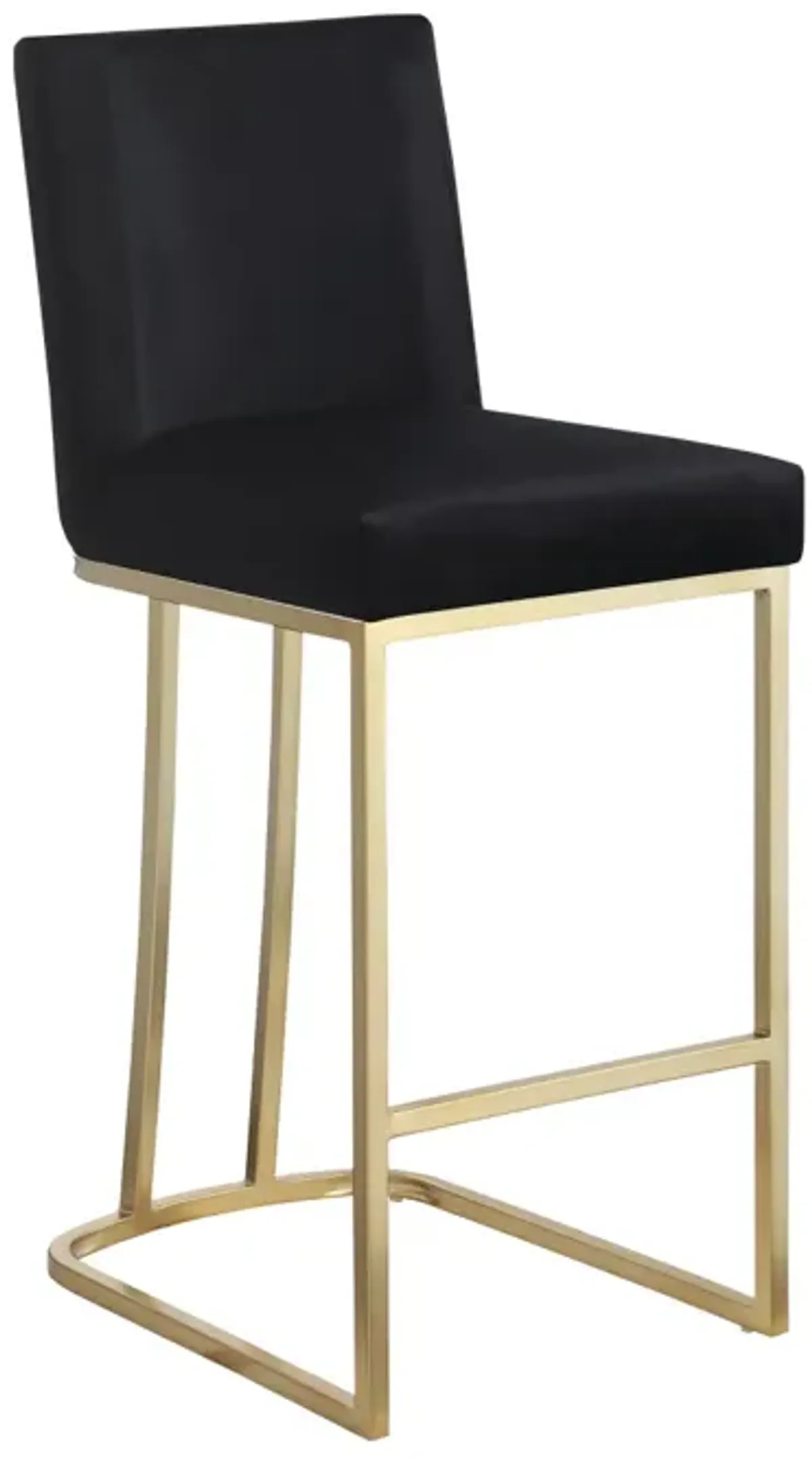 Set of 2 Gold Brushed Velvet Bar Stools