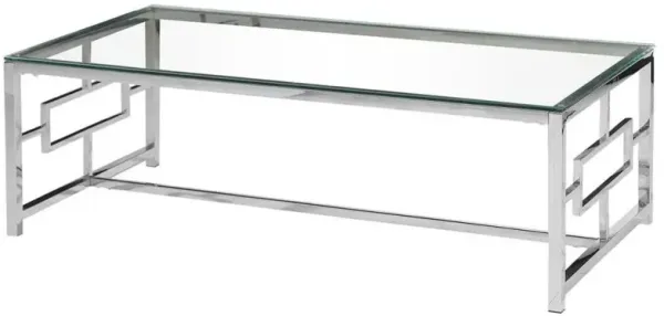 Best Master Furniture Best Master Stainless Steel and Glass Coffee Table in Silver Base/Clear
