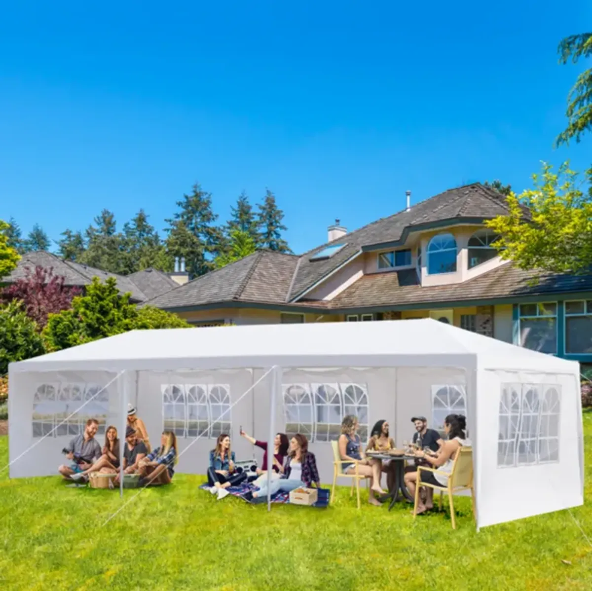 Durable 5-Sided Iron Pergola with PE Cloth and Spiral Pipe Structure