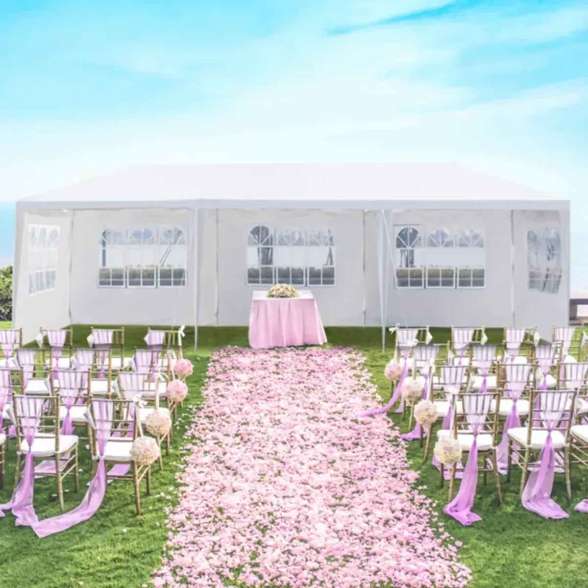 Durable 5-Sided Iron Pergola with PE Cloth and Spiral Pipe Structure