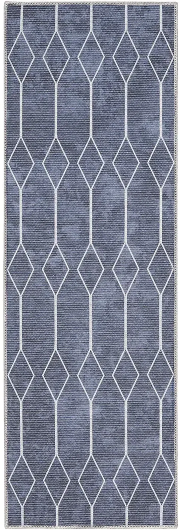 Machine Washable Series 1 SR107 Navy 2'2" x 10' Rug
