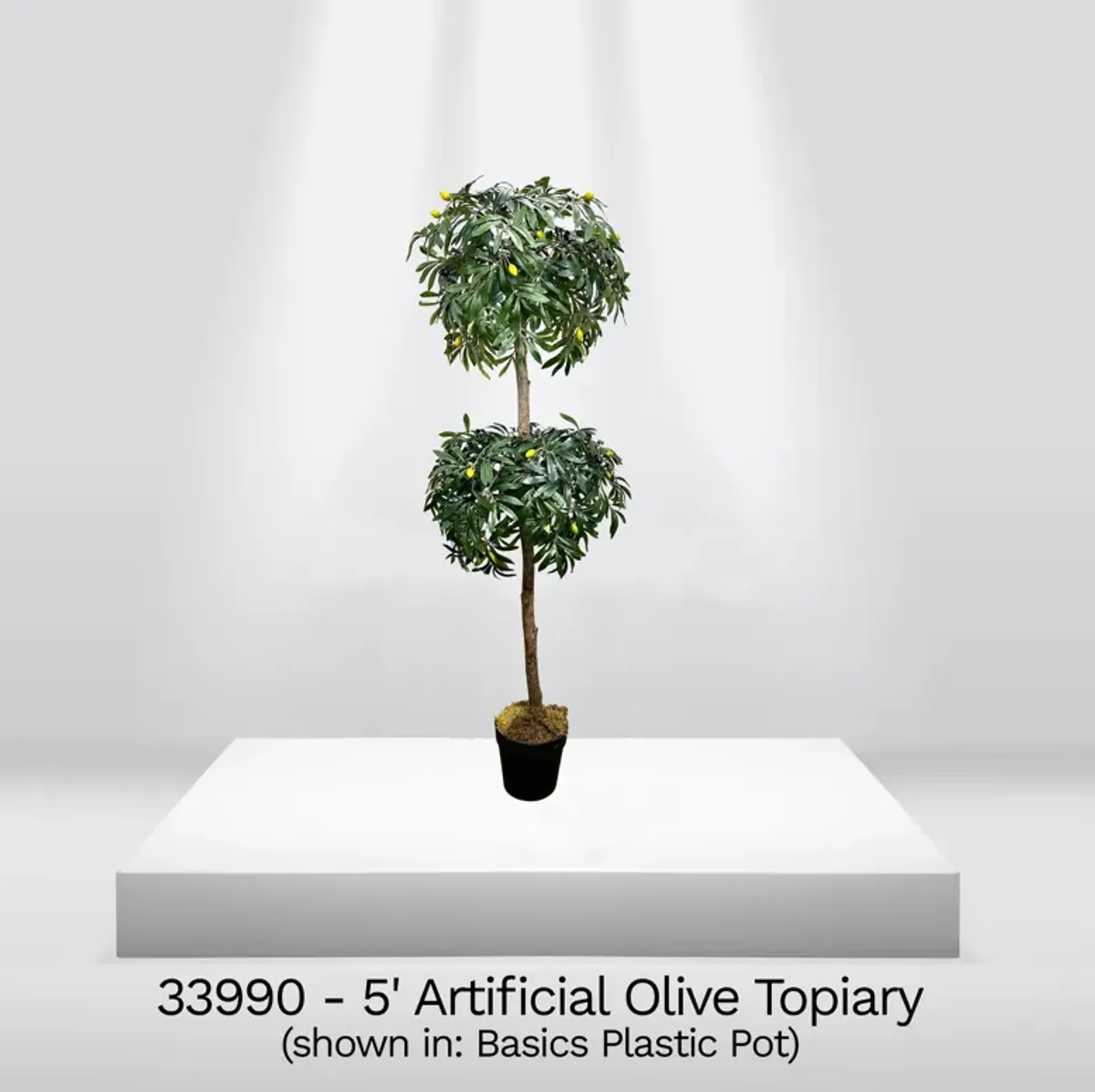 Handmade 5' Artificial Olive Topiary Tree In Home Basics Starter Pot Made with Real Wood and Moss Accents