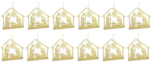 Set of 12 Metal Holy Family Cut Out Ornaments – Classic Religious Ornaments