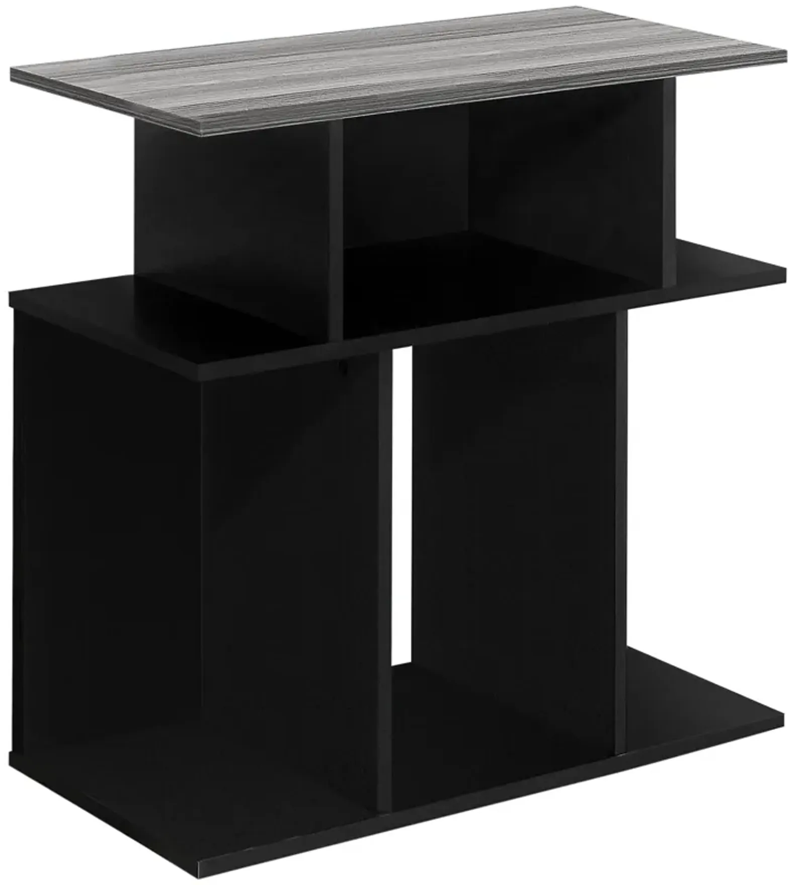 Monarch Specialties I 2477 Accent Table, Side, End, Nightstand, Lamp, Living Room, Bedroom, Laminate, Black, Grey, Contemporary, Modern