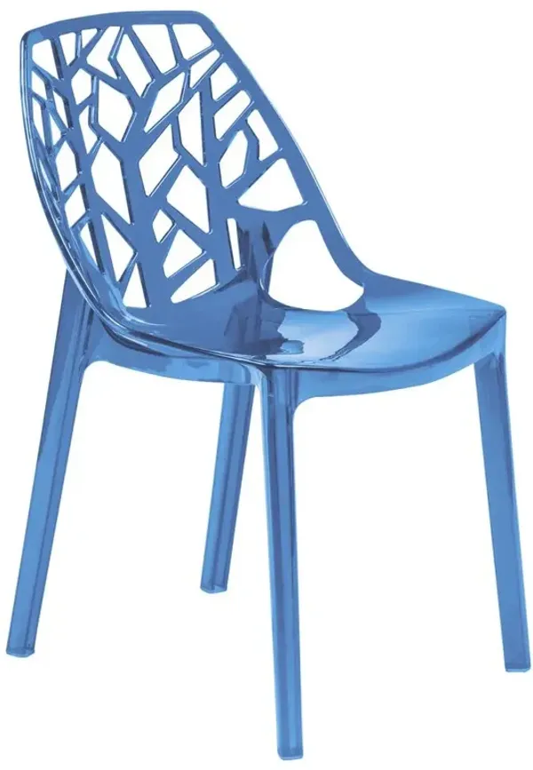 LeisureMod Cornelia Modern Spring Cut-Out Tree Design Stackable Dining Chair
