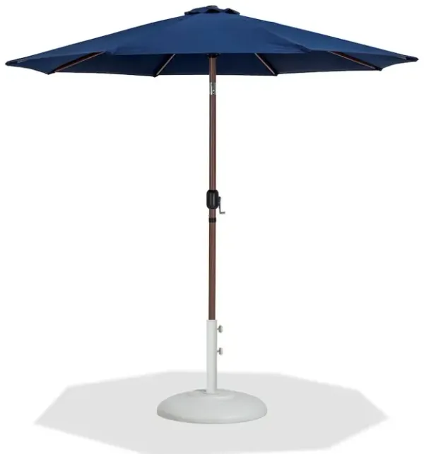 Meridian Furniture Fiji Navy Fabric / Matte White Aluminum Patio Umbrella with Base Sets