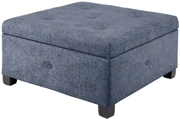 Belen Kox Button-Tufted Blue Ottoman, Belen Kox