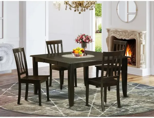 5 Pc Dining room set for 4-Table with Leaf and 4 Kitchen Chairs.