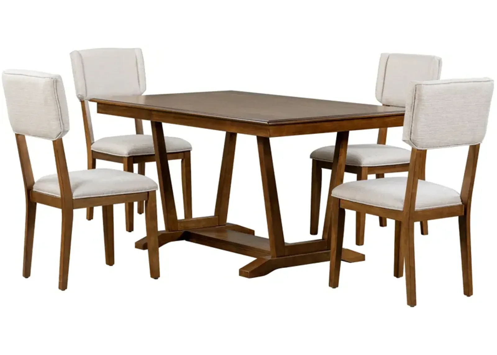 Merax  Rectangular Dining Table Set with 4 Upholstered Chairs