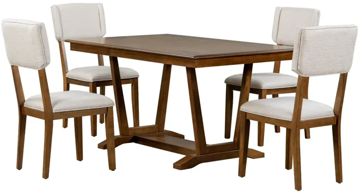 Merax  Rectangular Dining Table Set with 4 Upholstered Chairs