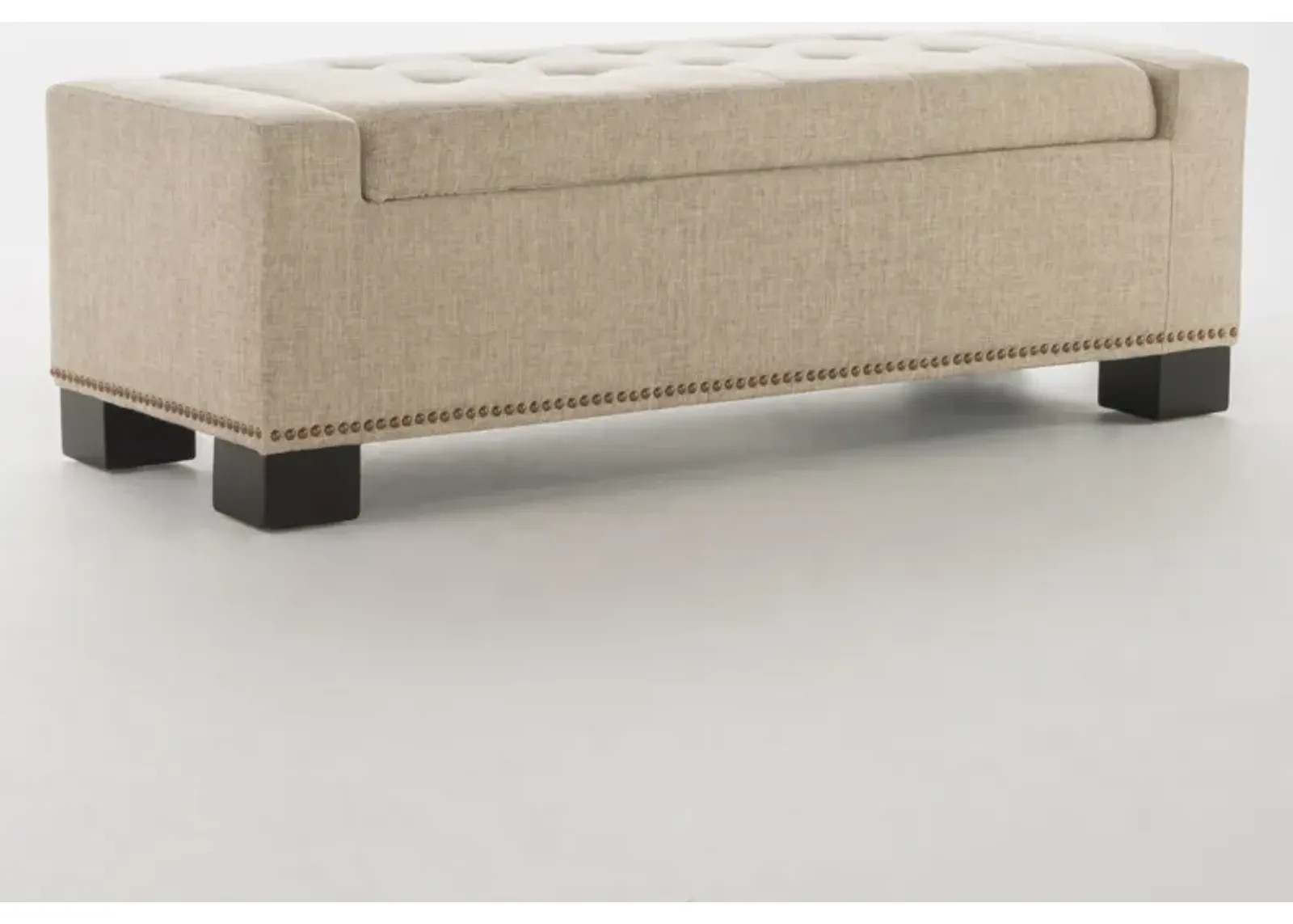 Tufted Map-Lined Storage Ottoman with Intricate Details