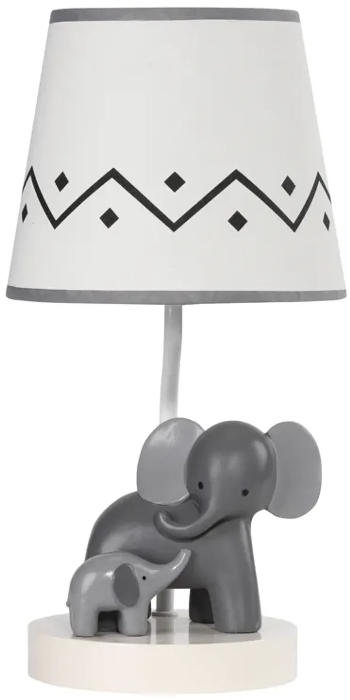 Lambs & Ivy Me & Mama White/Gray Elephant Nursery Lamp with Shade & Bulb