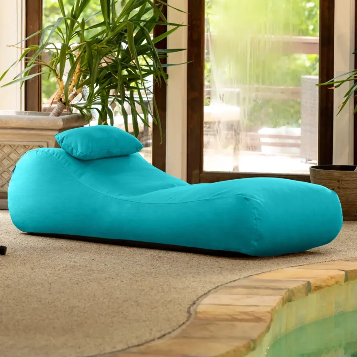 Arlo Outdoor Bean Bag Sun Lounger - Pool and Patio Chaise Bean Bag Lounger, Petal