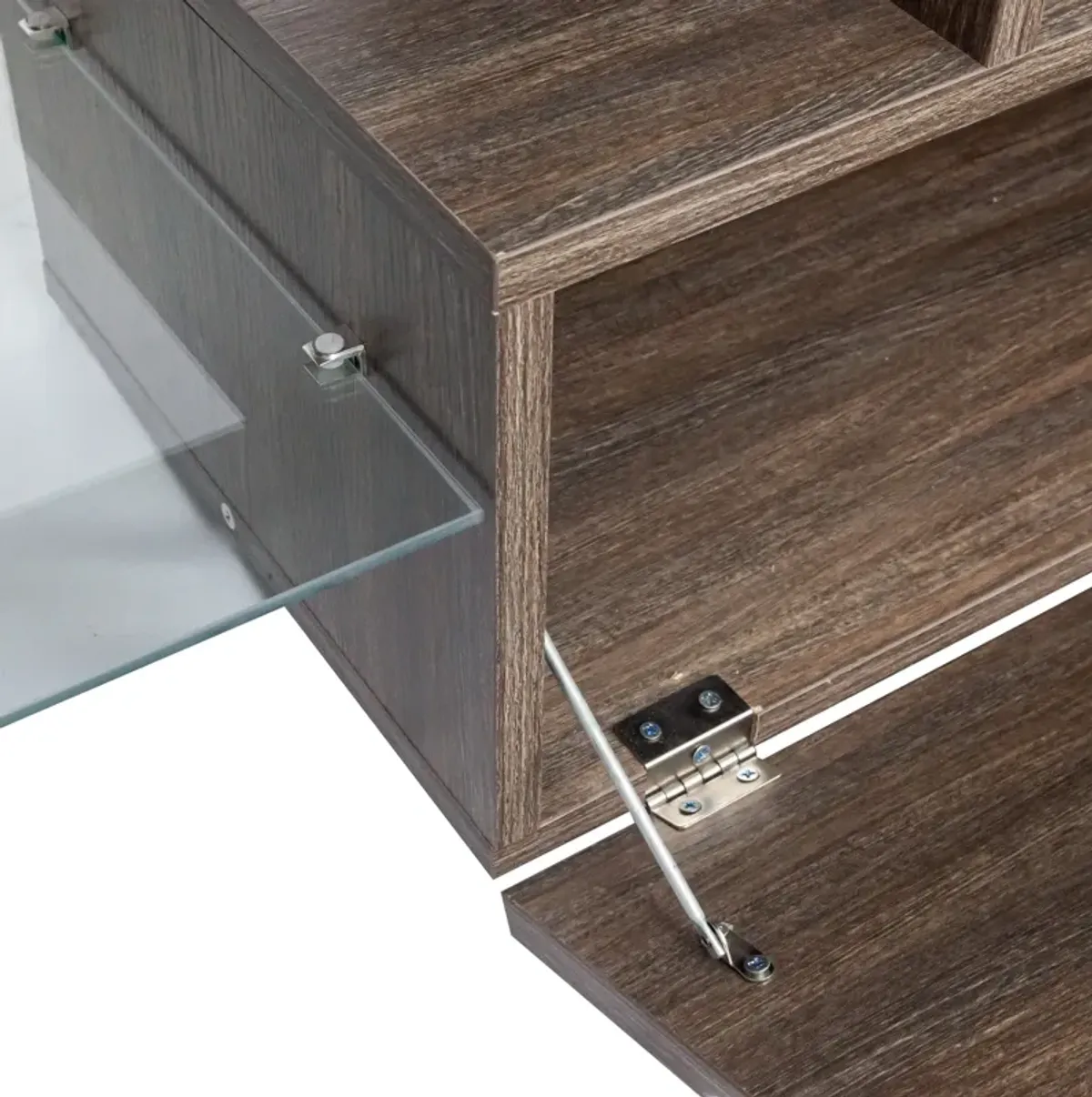 Hivvago Easy and Quick Assembly Modern TV Stand with Toughened Glass Shelf