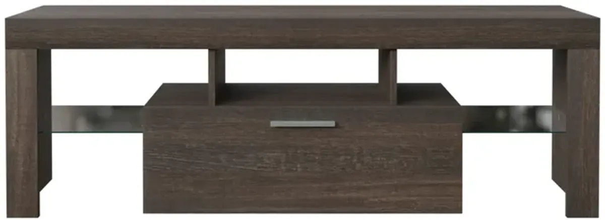 Hivvago Easy and Quick Assembly Modern TV Stand with Toughened Glass Shelf