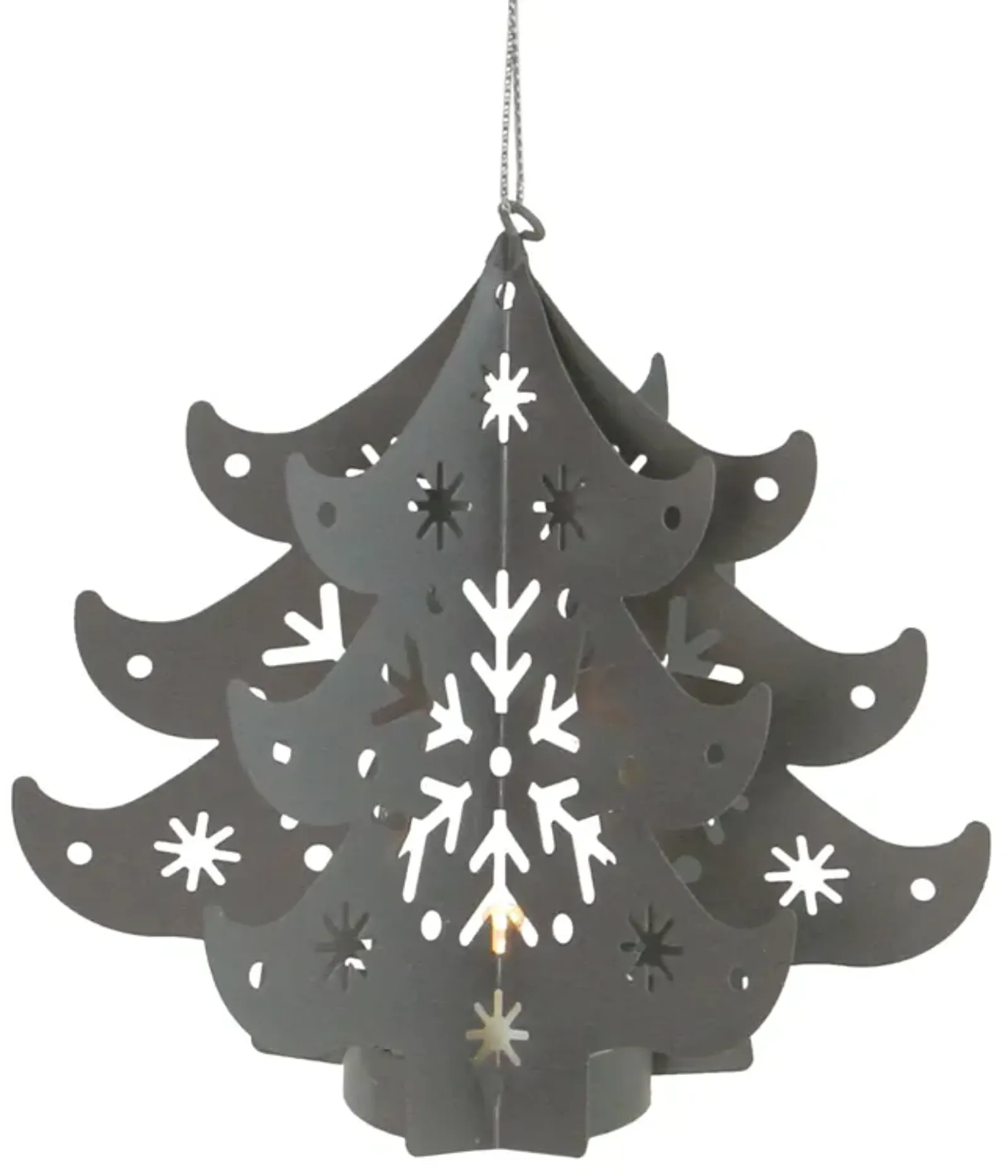 4.5" Prelit Gray Cut Out Tree Christmas Ornament