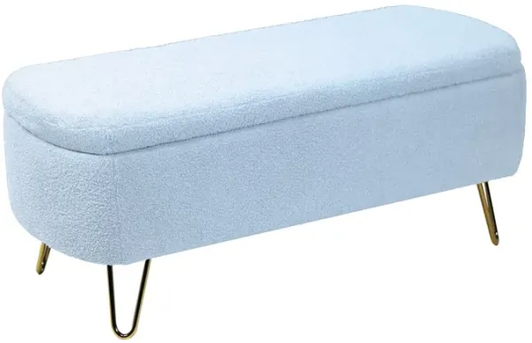 Mondawe Storage Entryway Ottoman Bench, Faux Fur Bench Upholstered Padded for End of Bed