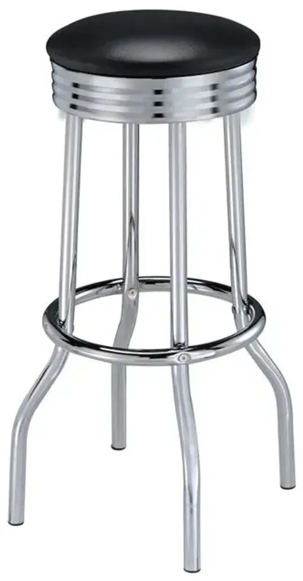 Theodore Upholstered Top Bar Stools Black and Chrome (Set of 2)