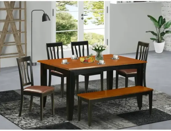 6 PC Kitchen table set with bench-Kitchen Tables and 4 Dining Chairs Plus bench