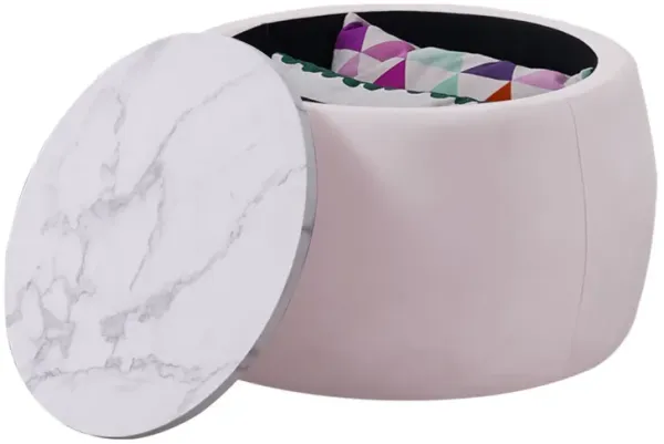 Round Ottoman Accent Side Coffee Table with Storage Reversible Lid Tray