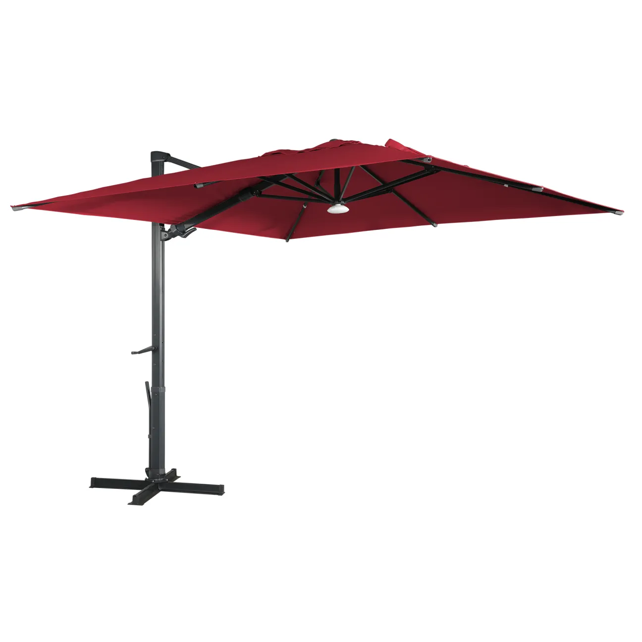 MONDAWE 10ft Square Solar LED Cantilever Patio Umbrella with Bluetooth Light for Outdoor Shade