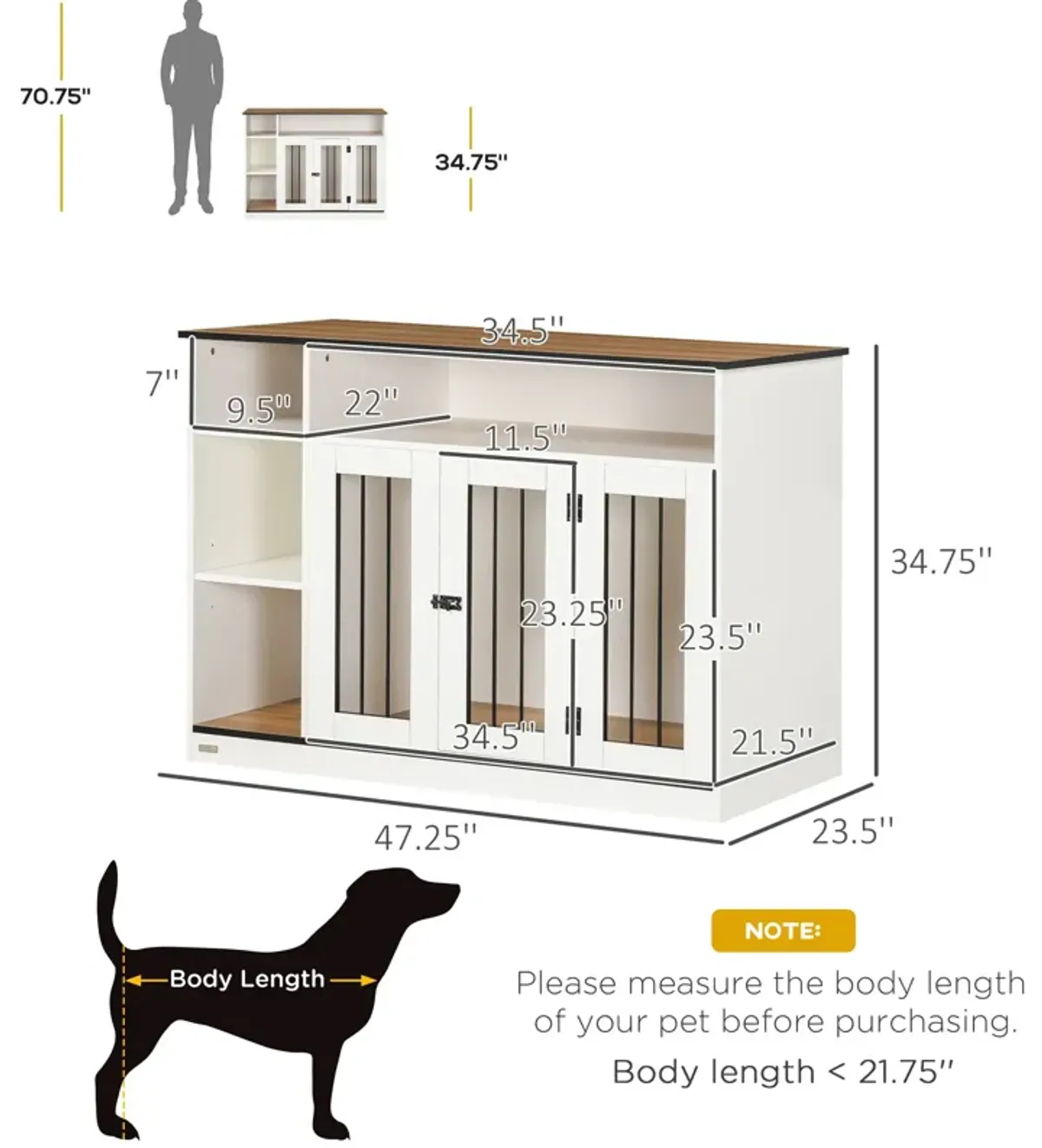 White Dog Haven: Crate End Table with Storage & Lockable Door