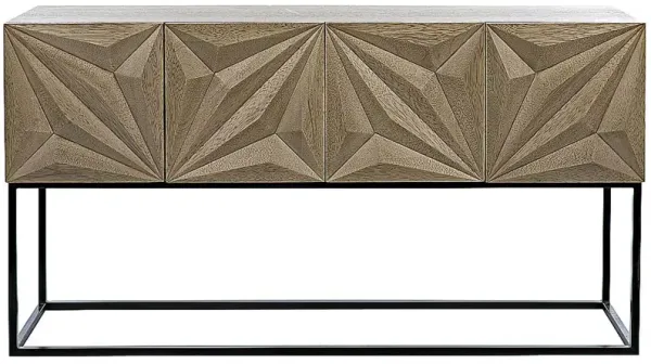 Zurich Console, Bleached Walnut with Steel