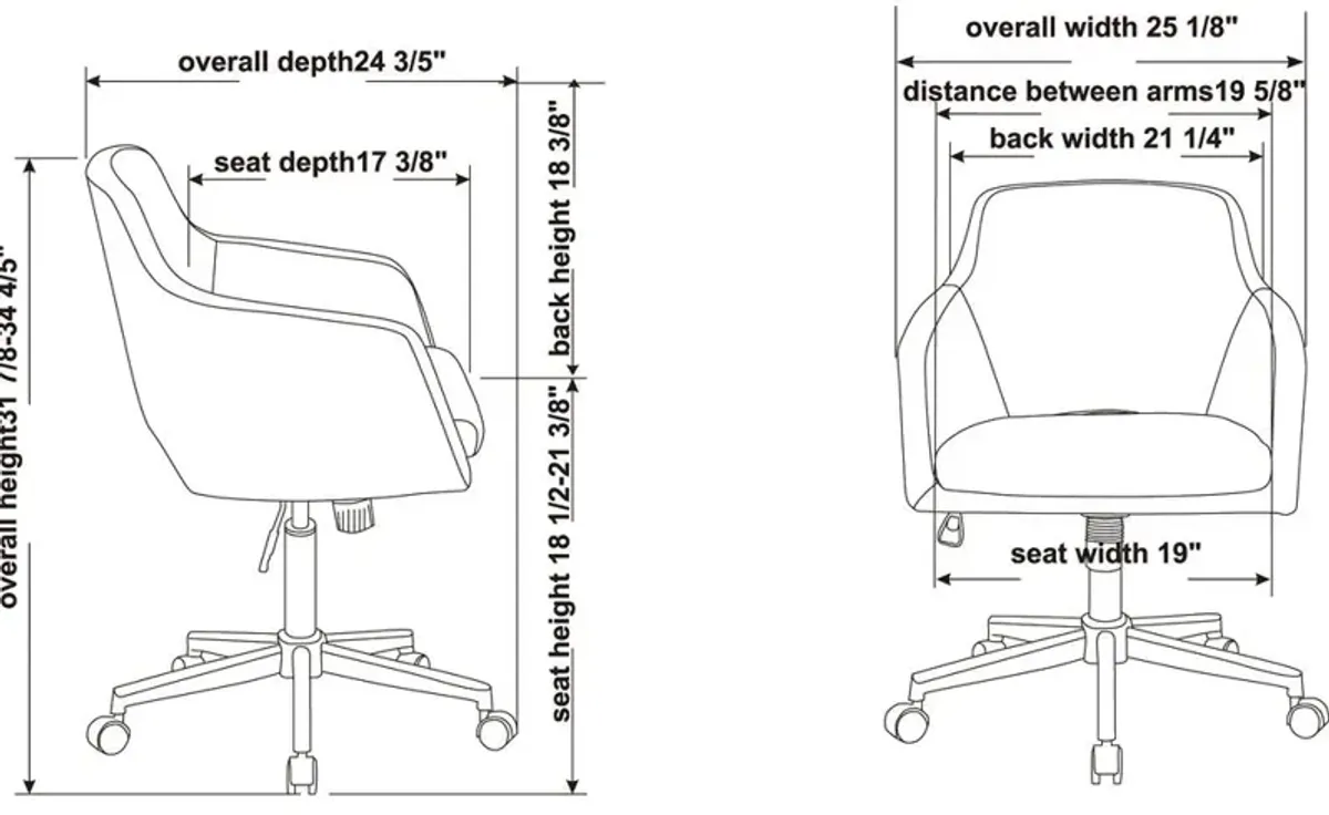 Lorell Mid-century Modern Low-back Task Chair - 24.6 x 24.6 x 34.9