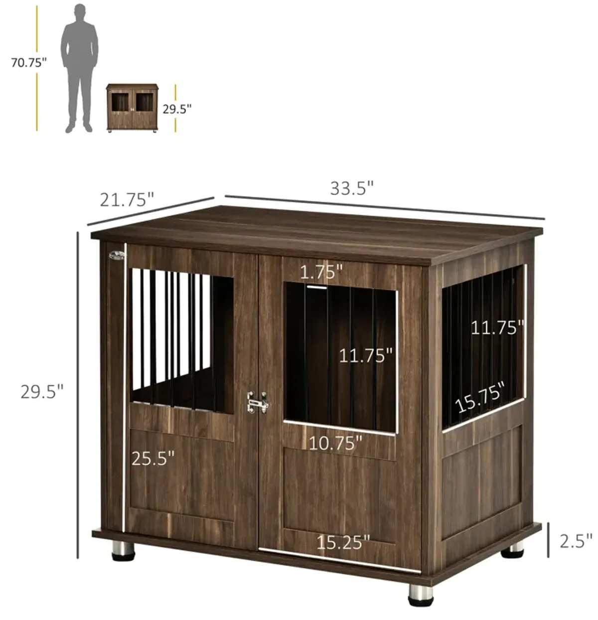 Brown Decorative Kennel: Wooden End Table Dog Crate for Small Pets