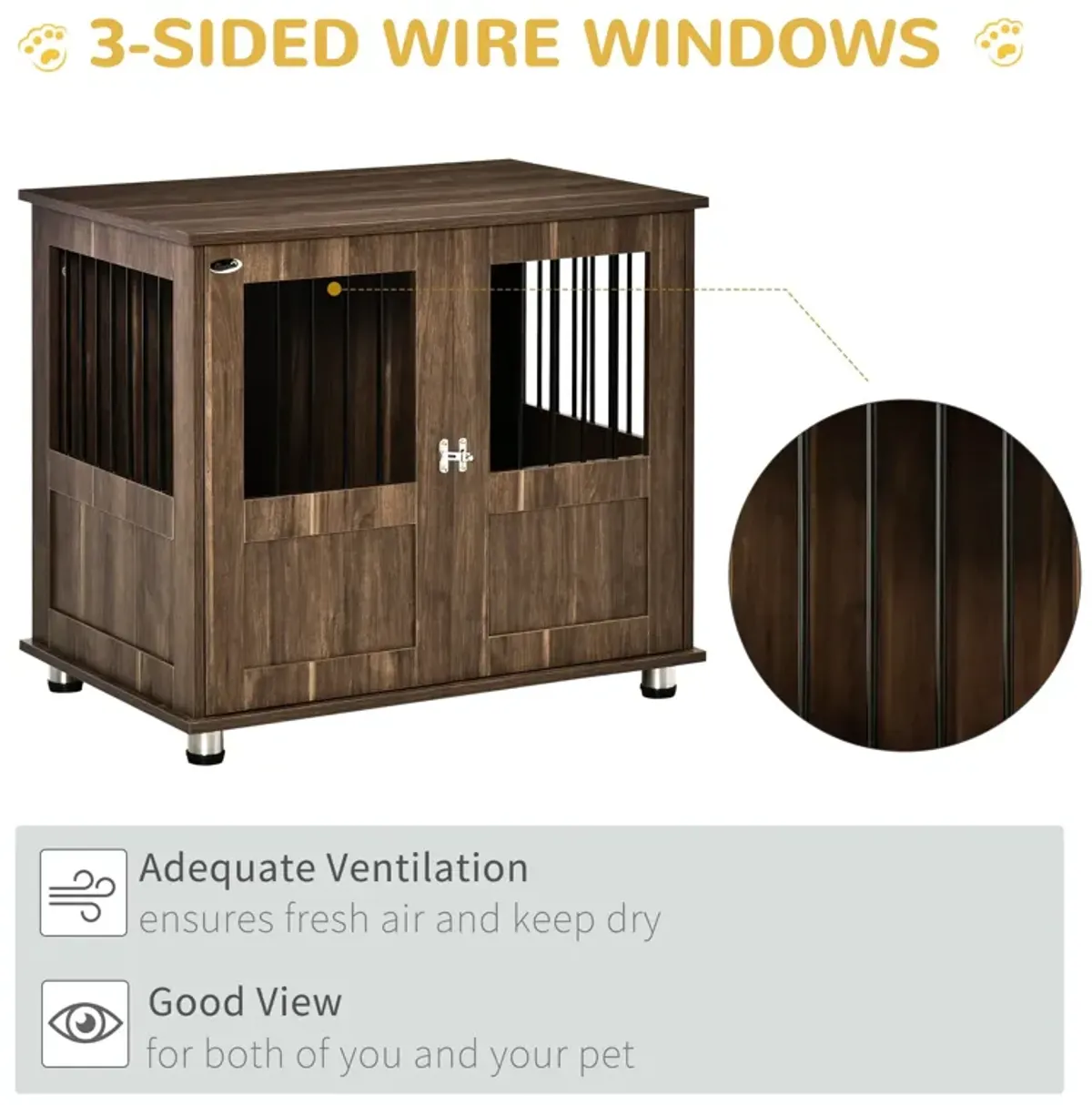 Brown Decorative Kennel: Wooden End Table Dog Crate for Small Pets