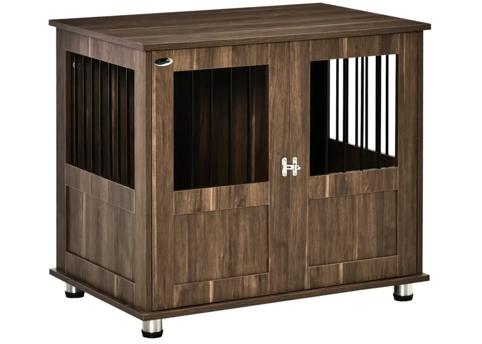 Brown Decorative Kennel: Wooden End Table Dog Crate for Small Pets