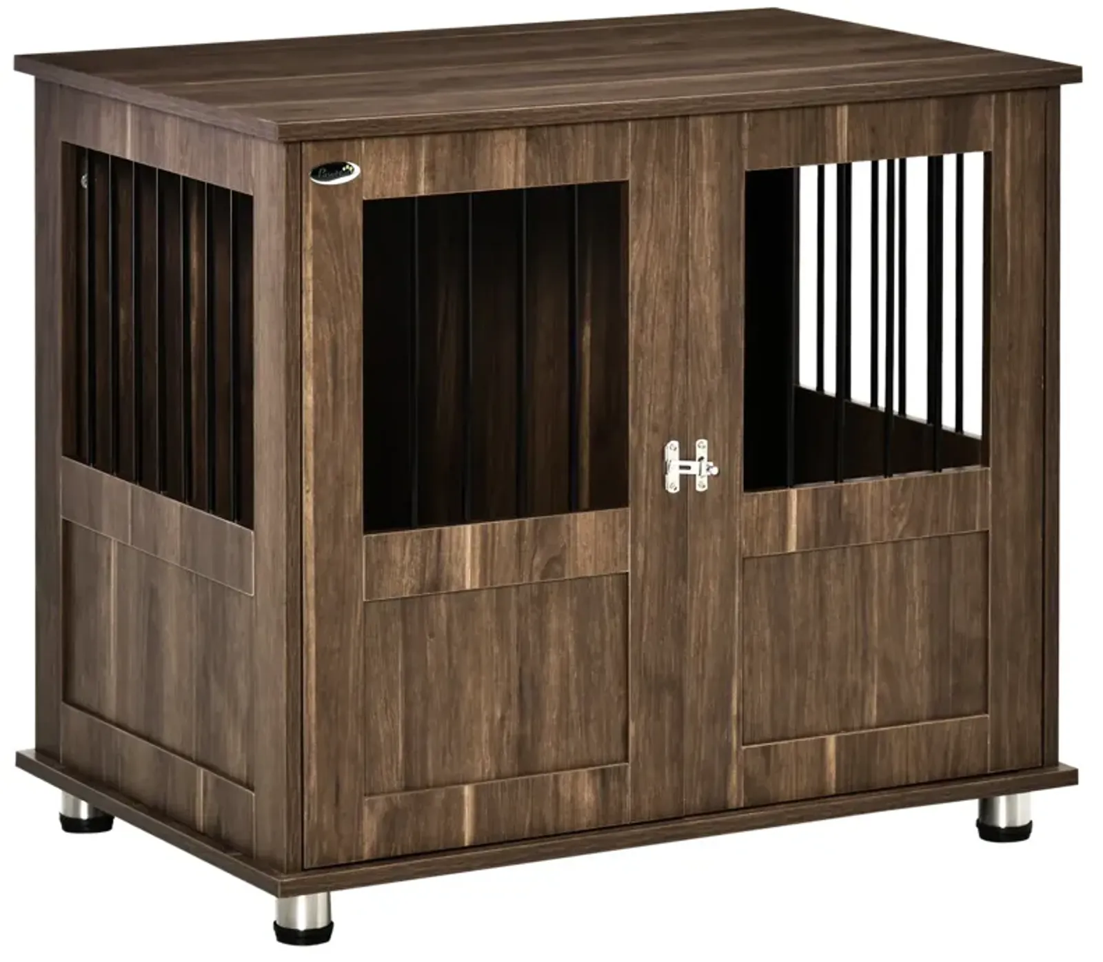 Brown Decorative Kennel: Wooden End Table Dog Crate for Small Pets