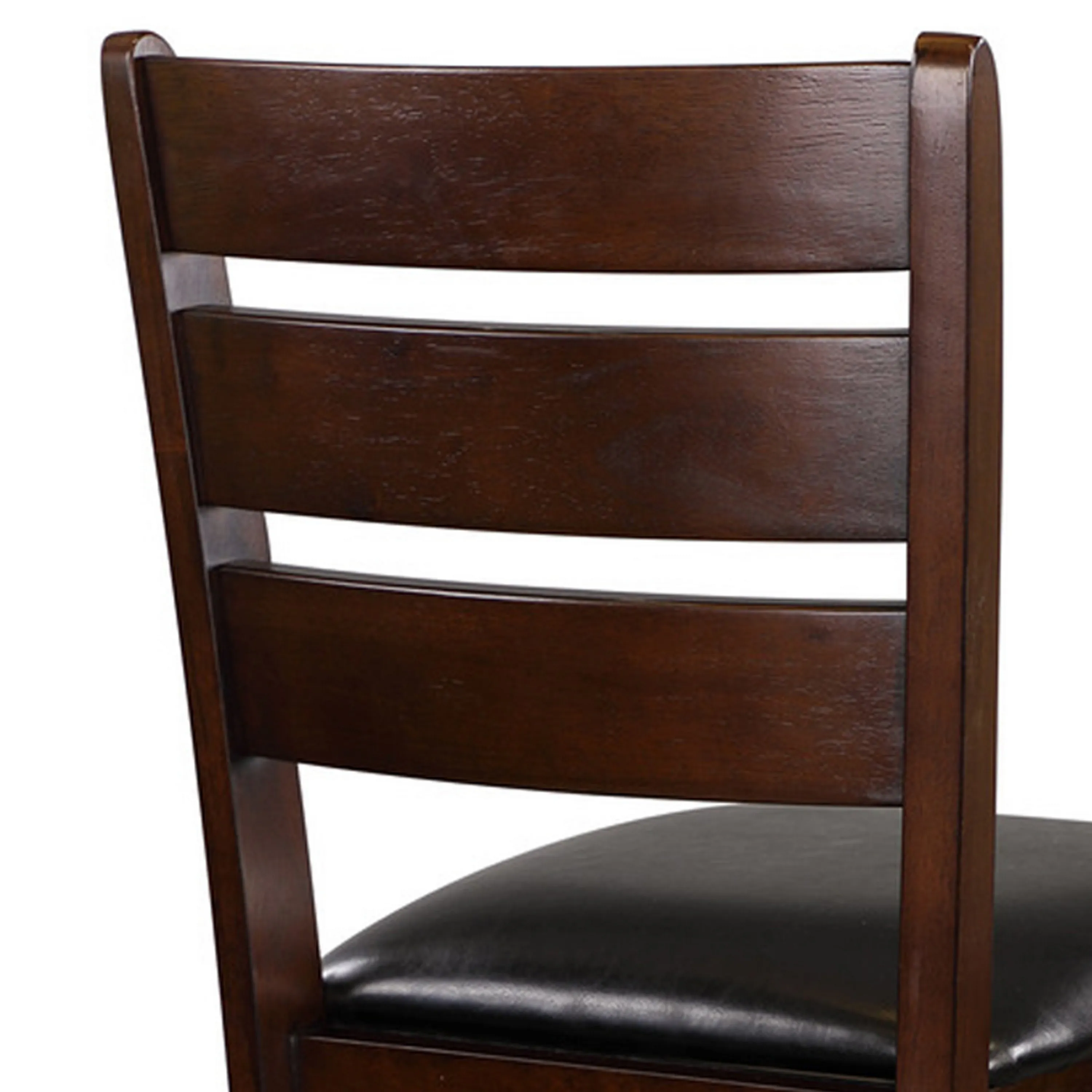 WoodCounter Height Chairs With Slatted Backs, Set of 2, Dark Brown-Benzara