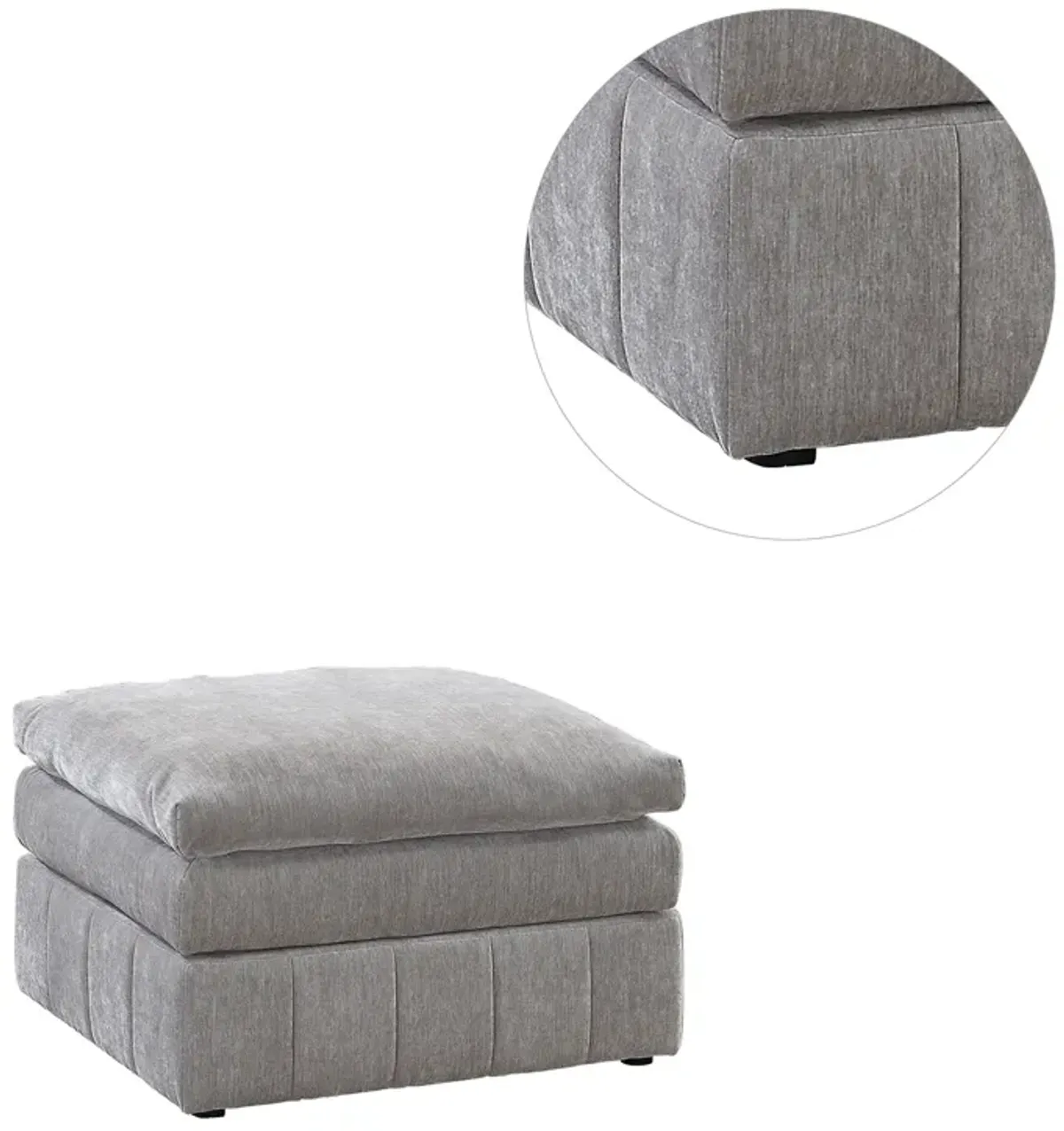 Morgan Fabric Upholstered Ottoman in Granite