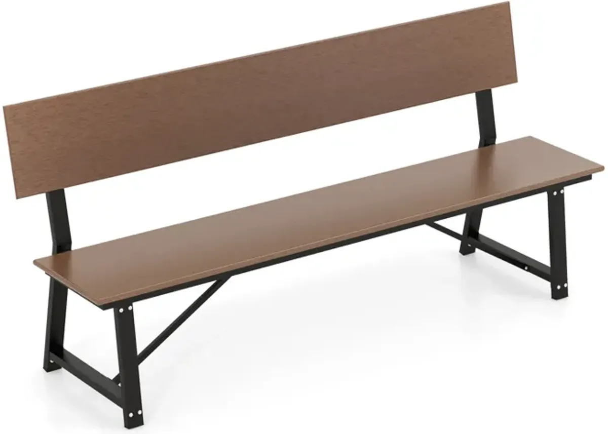 72 Inch Extra Long Bench with All-Weather HDPE Seat & Back for Yard Garden Porch