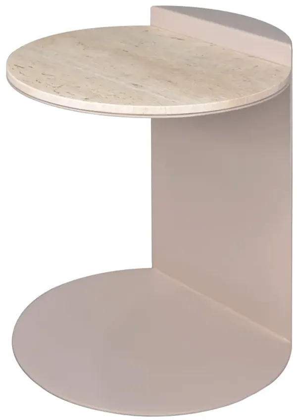 Evelyn 16" Contemporary Natural Marble/Metal Handmade C-Shaped End Table