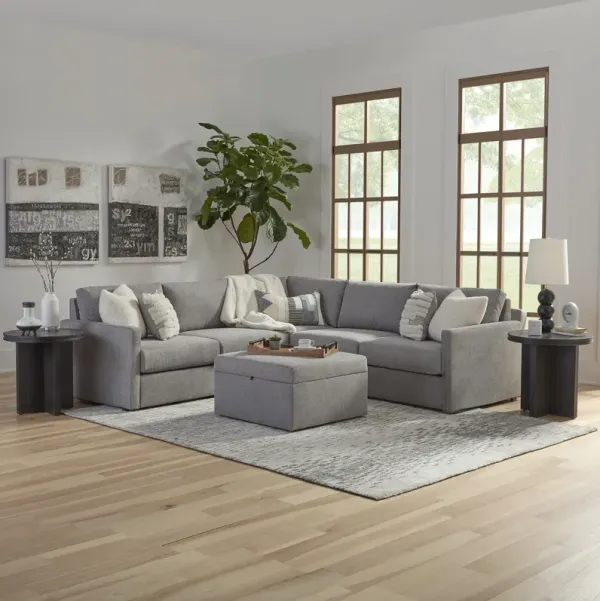 Flex Pebble 5-Seat Sectional with Narrow Arm and Storage Ottoman