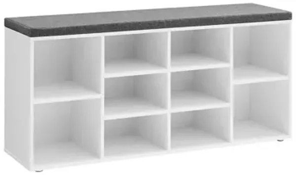Shoe Organizer Bench with 10 Compartments and Soft Cushion – Multipurpose Seating for Hallway or Foyer