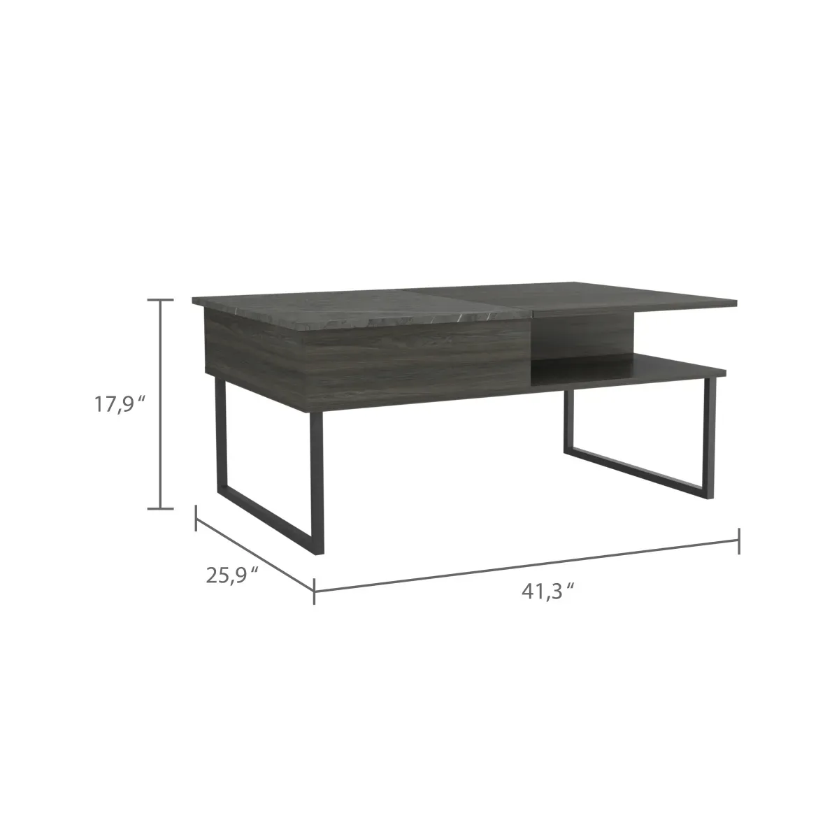 Squire 1-Shelf Lift Top Coffee Table Carbon Espresso And Onyx