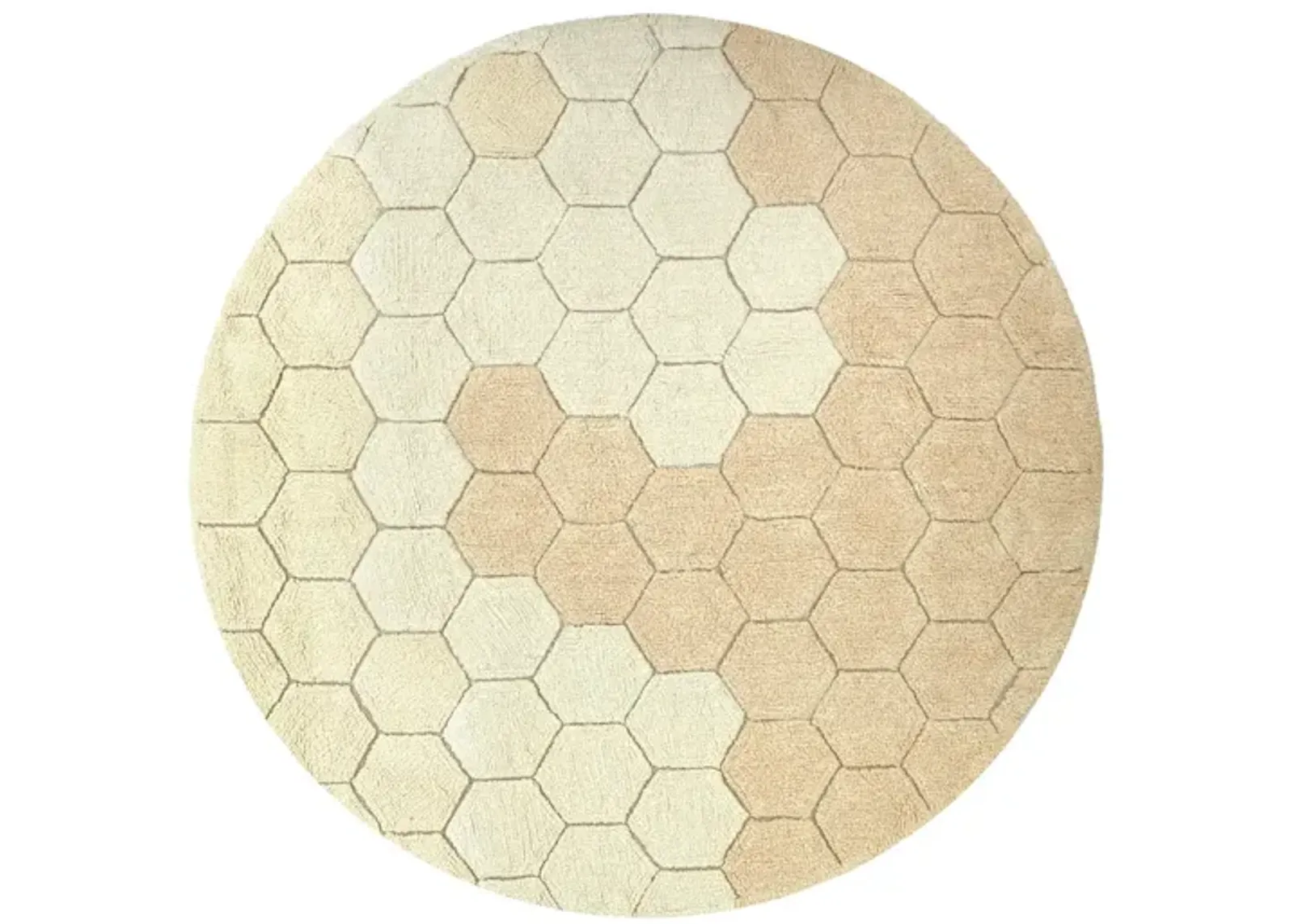 Washable rug Round Honeycomb Golden