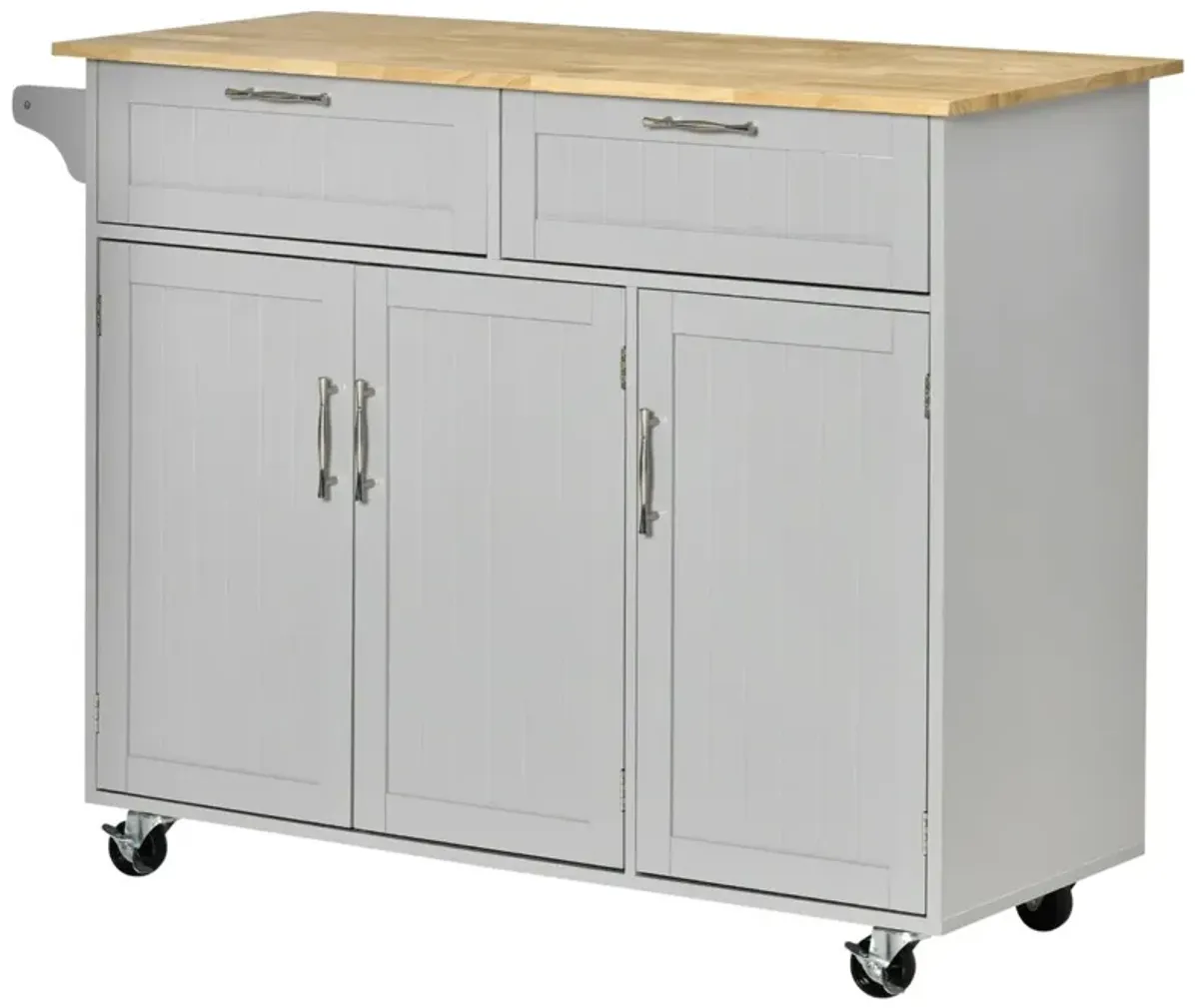 Gray Rolling Kitchen: 48" Island with Drawers and Adjustable Shelves