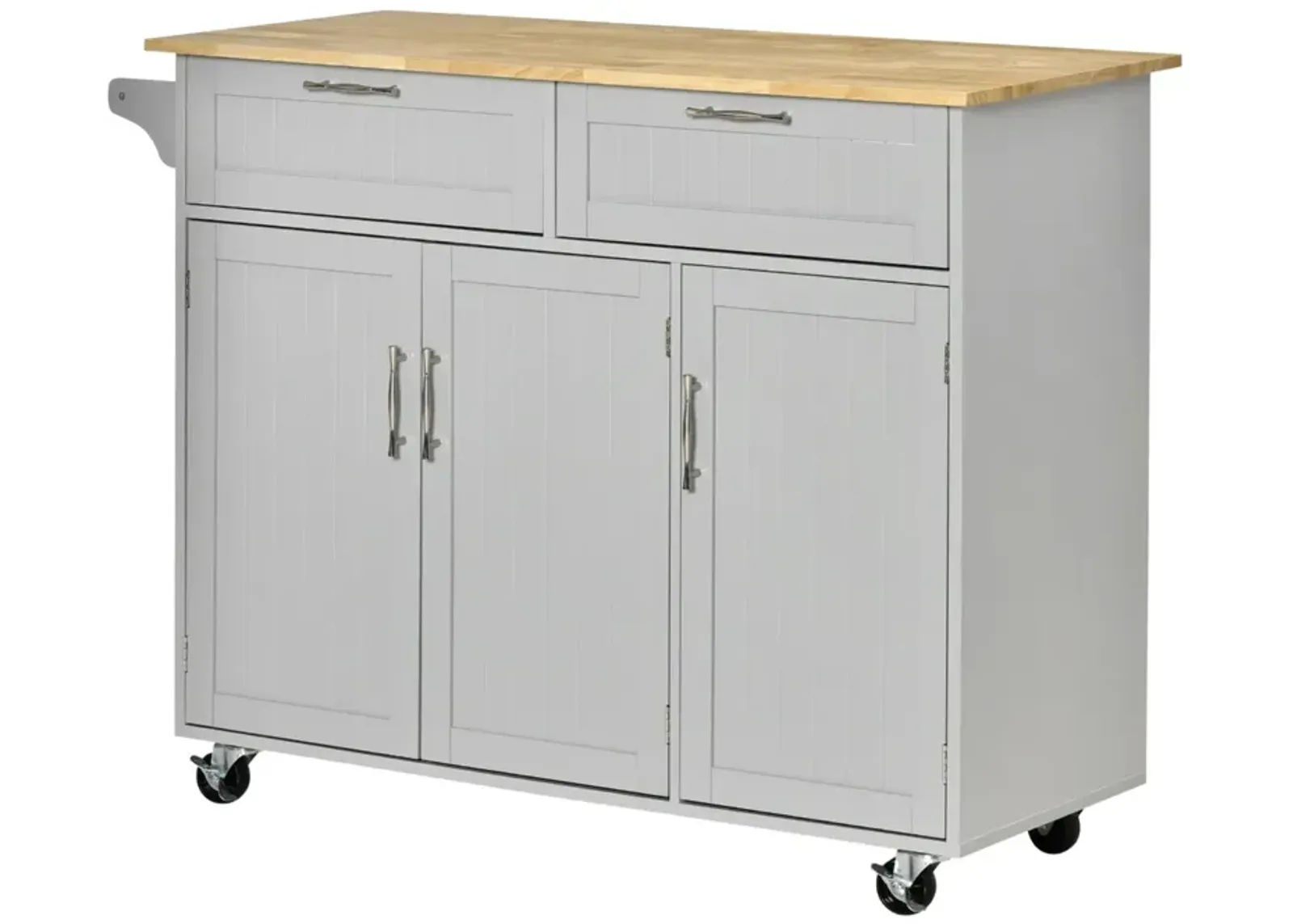 Gray Rolling Kitchen: 48" Island with Drawers and Adjustable Shelves