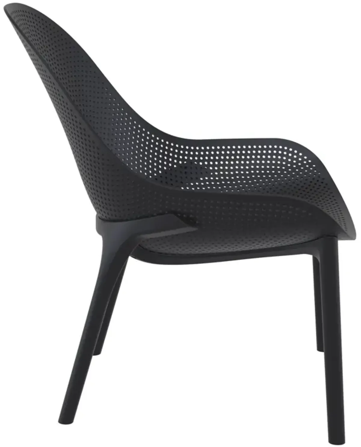 32.75" Black Solid Patio Lounge Chair