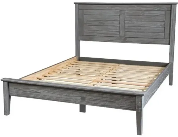 Hivvago Contemporary Grey Solid Pine Platform Bed in Queen Size